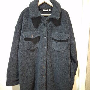 Style & Co. Women's Black Fleece Button Down Winter Jacket - Size XXL - EUC